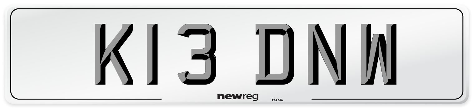 K13 DNW Number Plate from New Reg